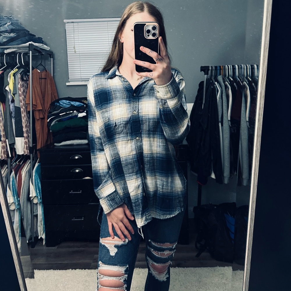 nwot distressed oversized american eagle flannel